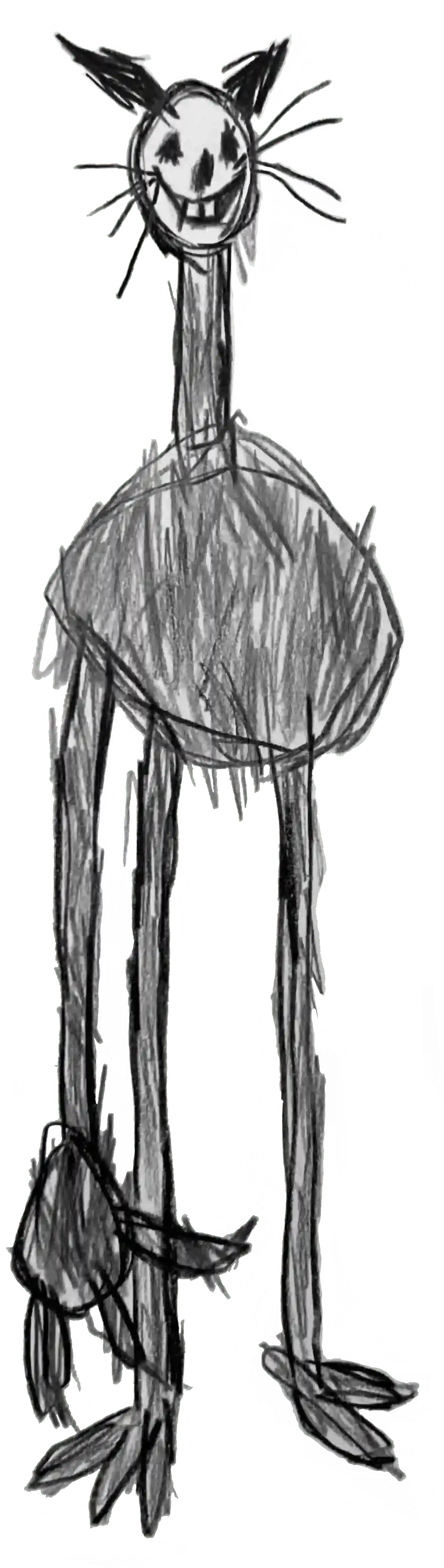 Drawing of a cat in the style of a child's drawing