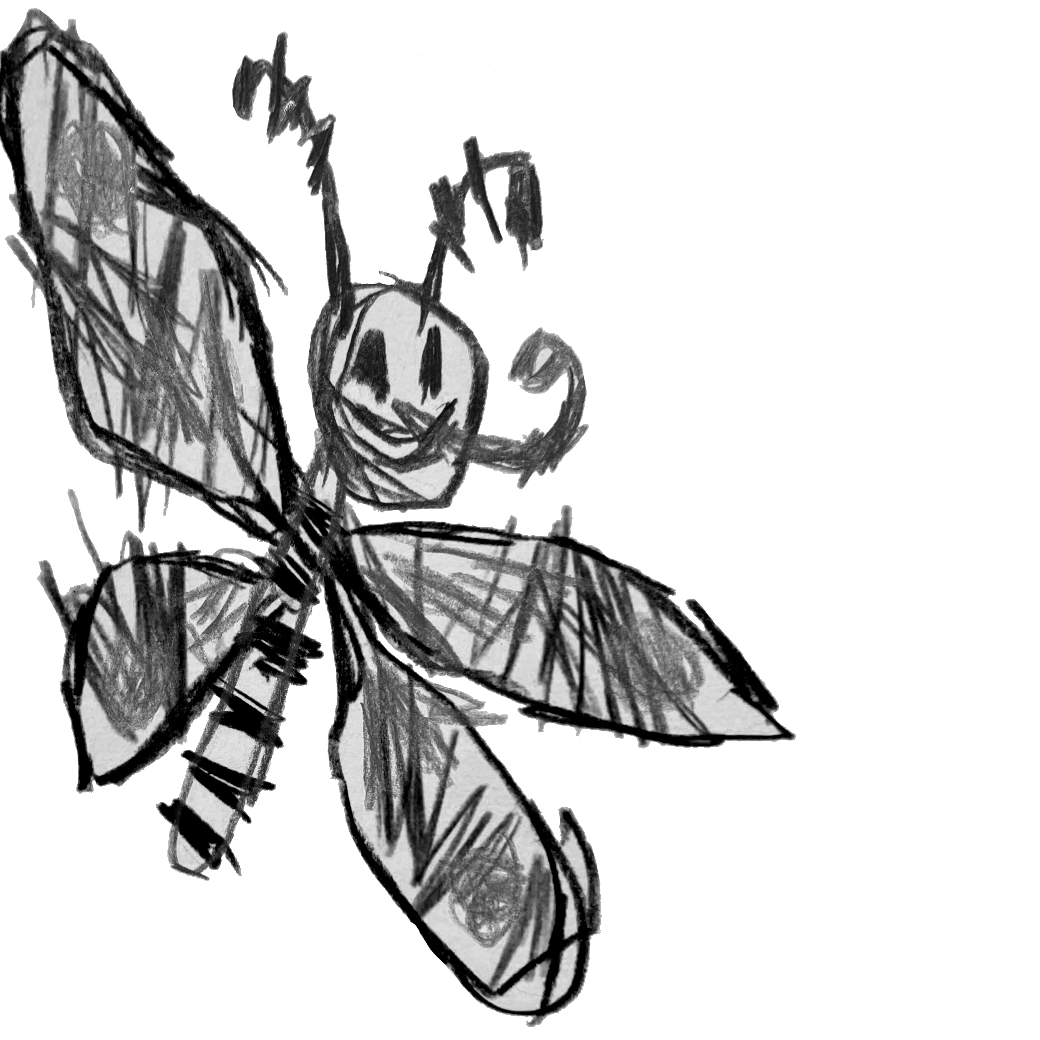 Drawing of a butterfly in the style of a child's drawing